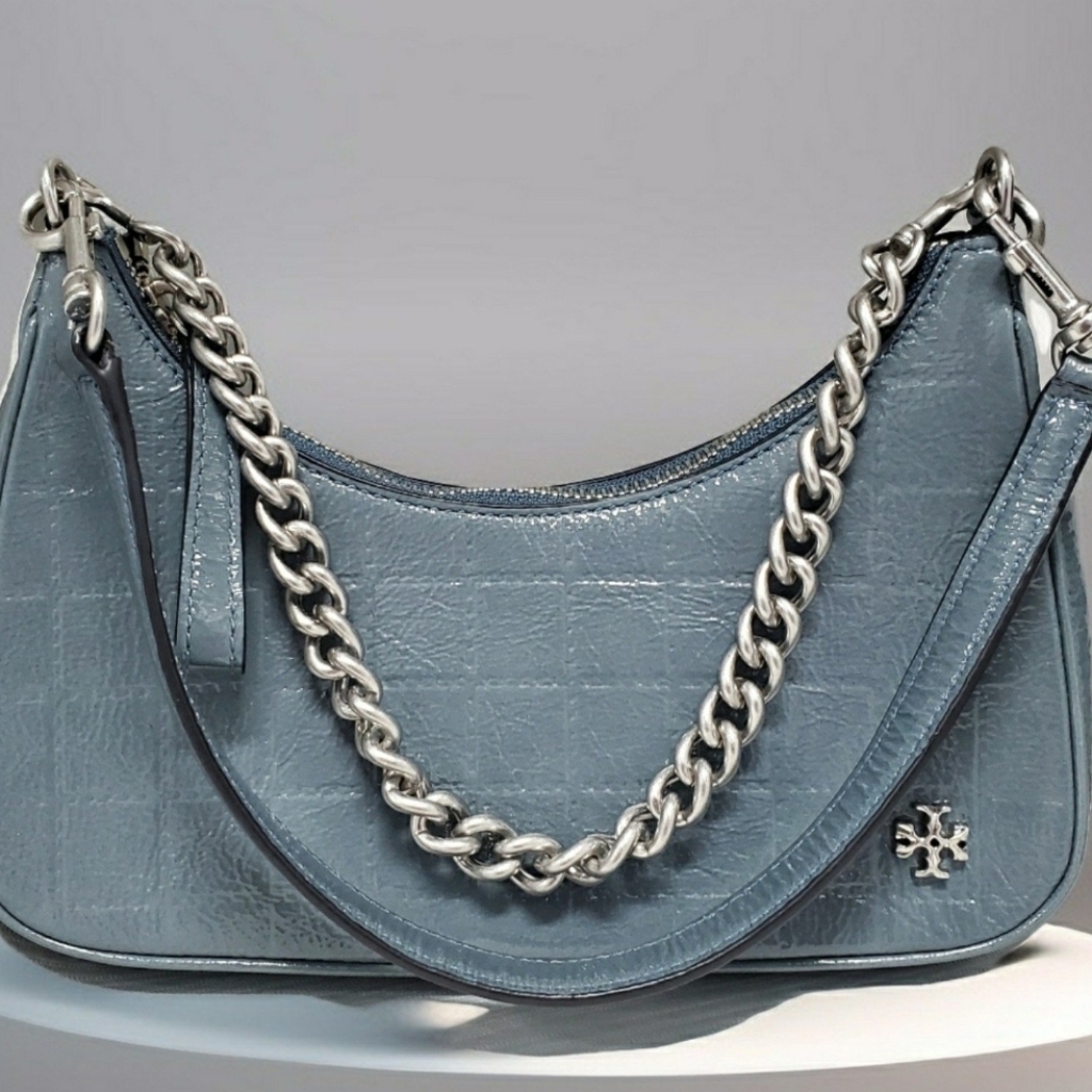 Light Blue Quilted Shoulder Bag
